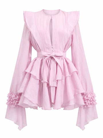 Audacious Ruffled Lantern Sleeve Dress