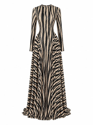 Fierce Striped Pleated Maxi Dress