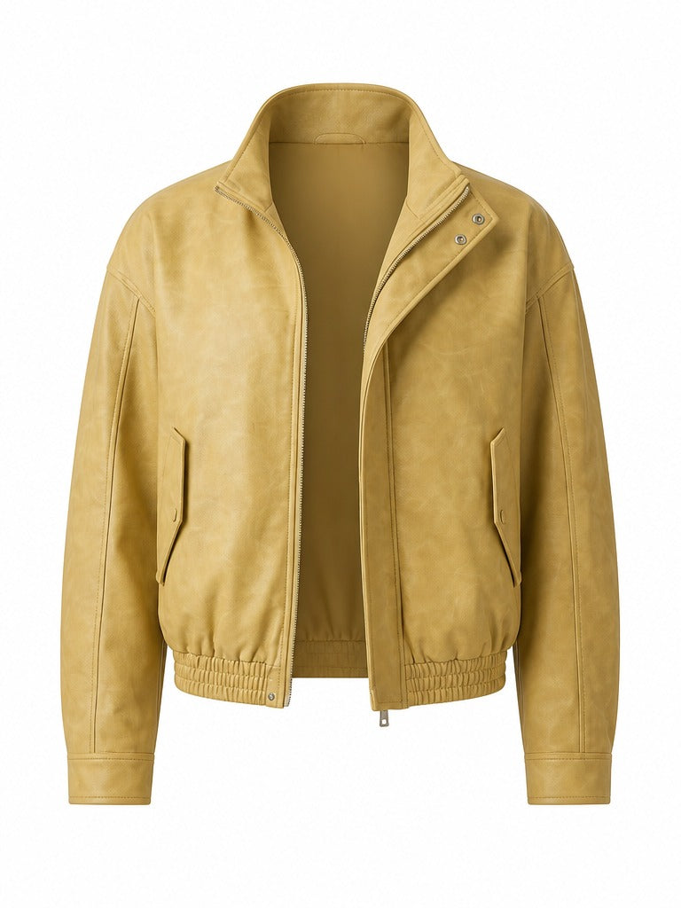 Confident Oversized Distressed Leather Jacket