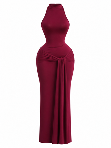 Elegant Ruffle Halter Maxi Dress