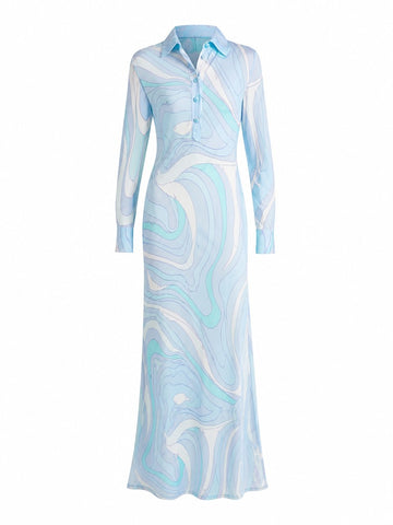 Graceful Marble Print Maxi Dress
