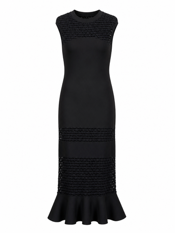 Elegant Knit Ruffled Maxi Dress