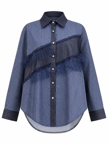 Unique Mesh Striped Blouse