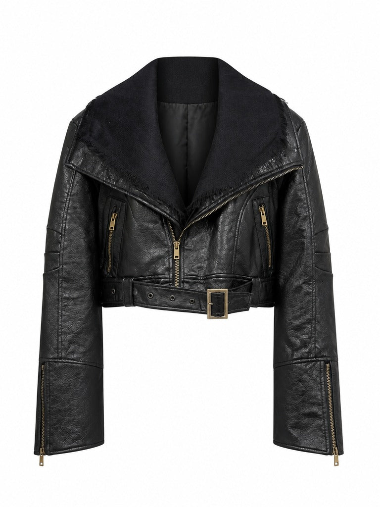 Audacious Cropped Tassel Moto Jacket