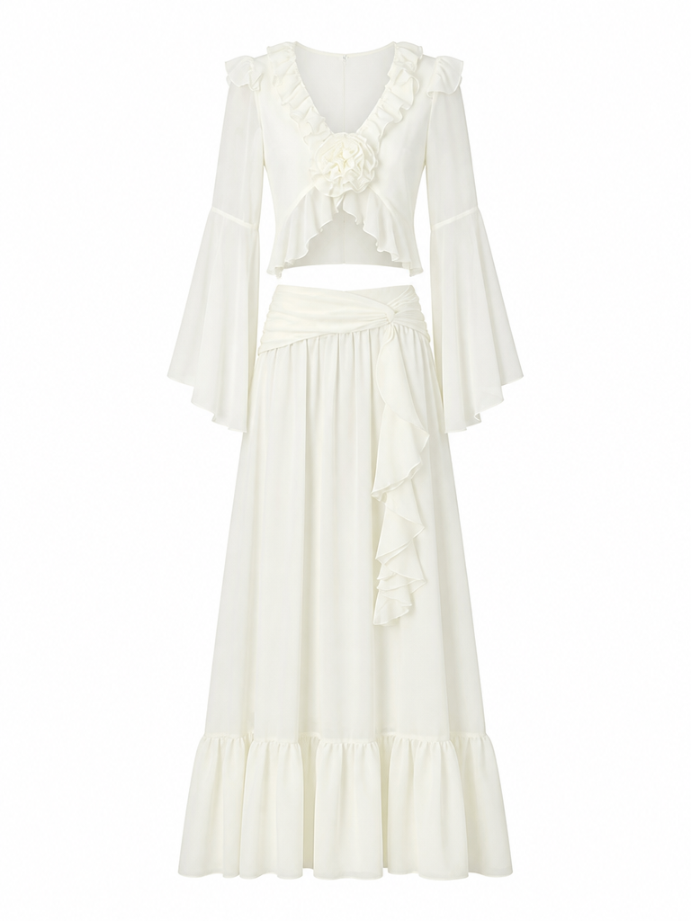Ethereal Ruffled Flowy Two-Piece Set