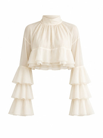 Ethereal Ruffled Chiffon Blouse