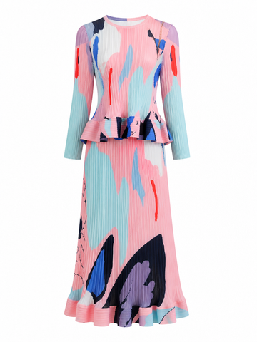 Free Spirit Pleated Printed Two-Piece Set