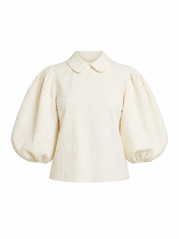 Ethereal Textured Balloon Sleeve Blouse