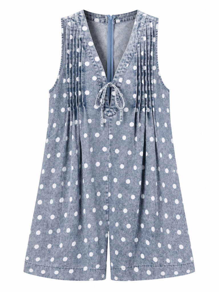 Free Spirit Polka Dot Denim Romper