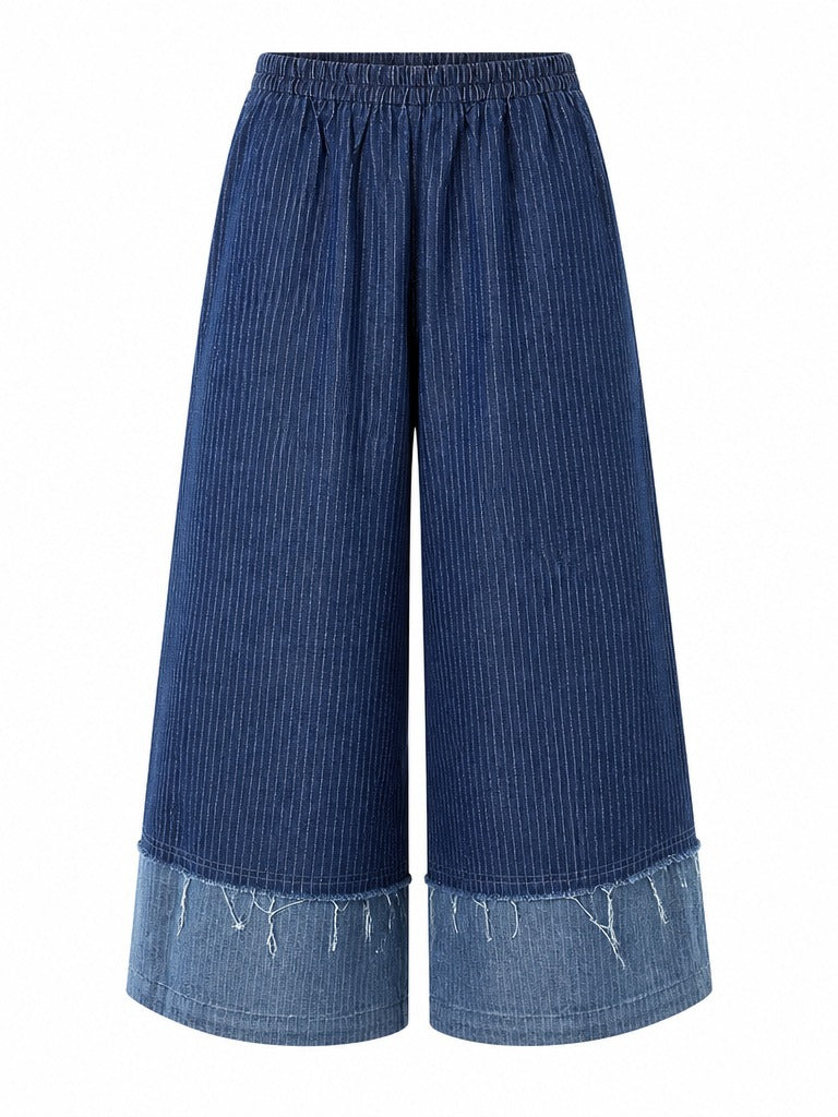 Free Spirit Striped Wide-Leg Jeans