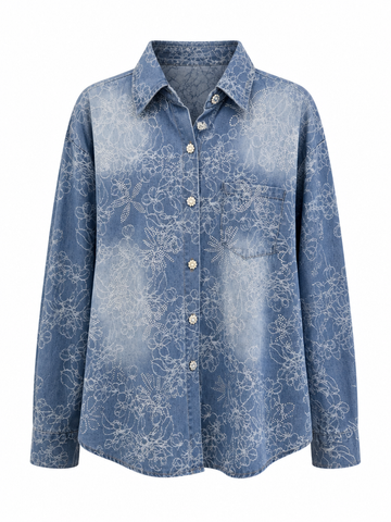 Magnetic Rhinestone Flower Denim Jacket