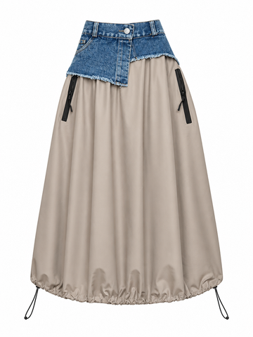 Adventurous Patchwork Denim Skirt