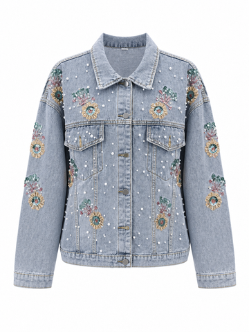 Magnetic Sequin Pearl Denim Jacket