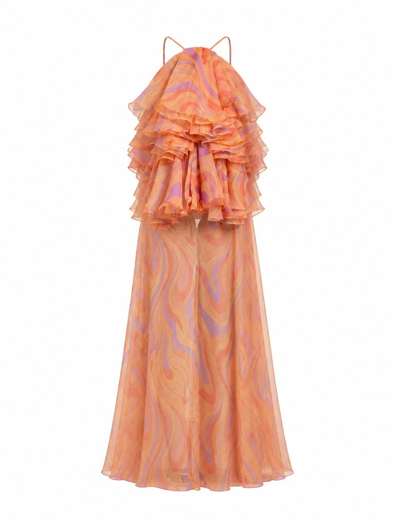 Free Spirit Printed Ruffle Maxi Dress