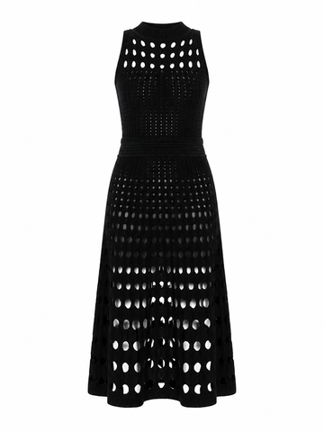 Elegant Knit Hollow-Out Midi Dress