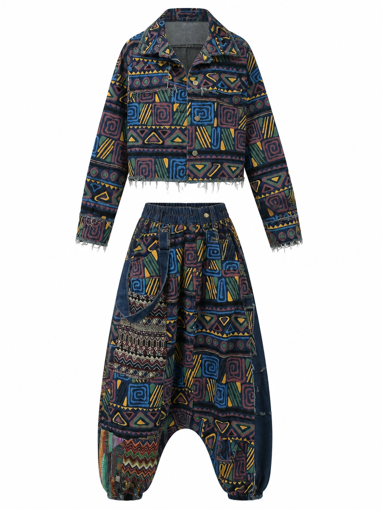 Wild Heart Printed Denim Set