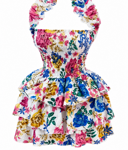 Vivacious Printed Ruffle Mini Dress