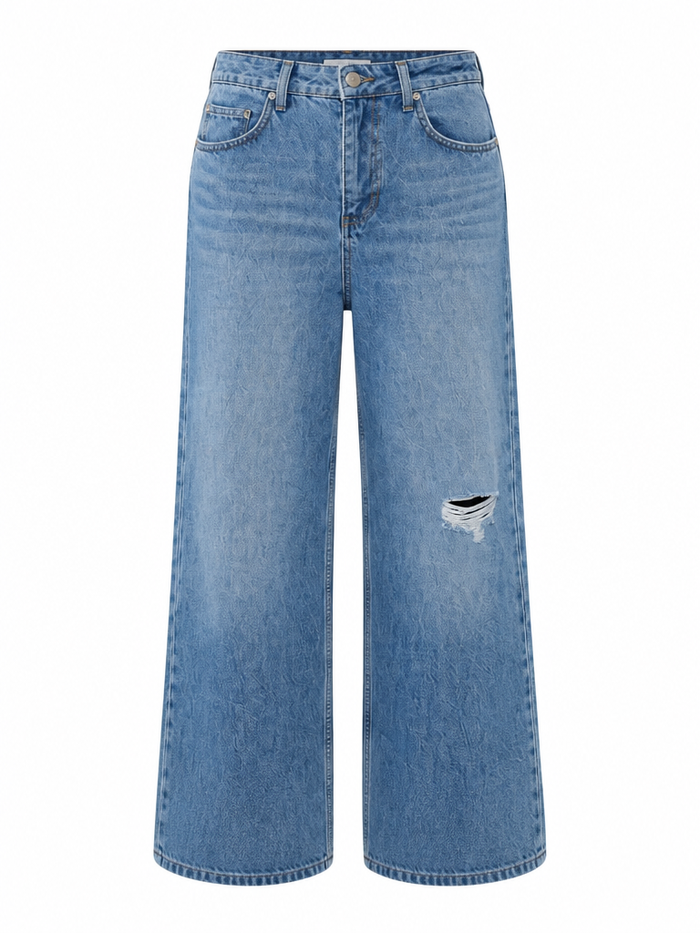 Untamed Distressed Wide Leg Jeans