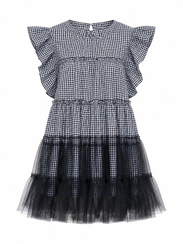 Audacious Plaid Mesh Mini Dress