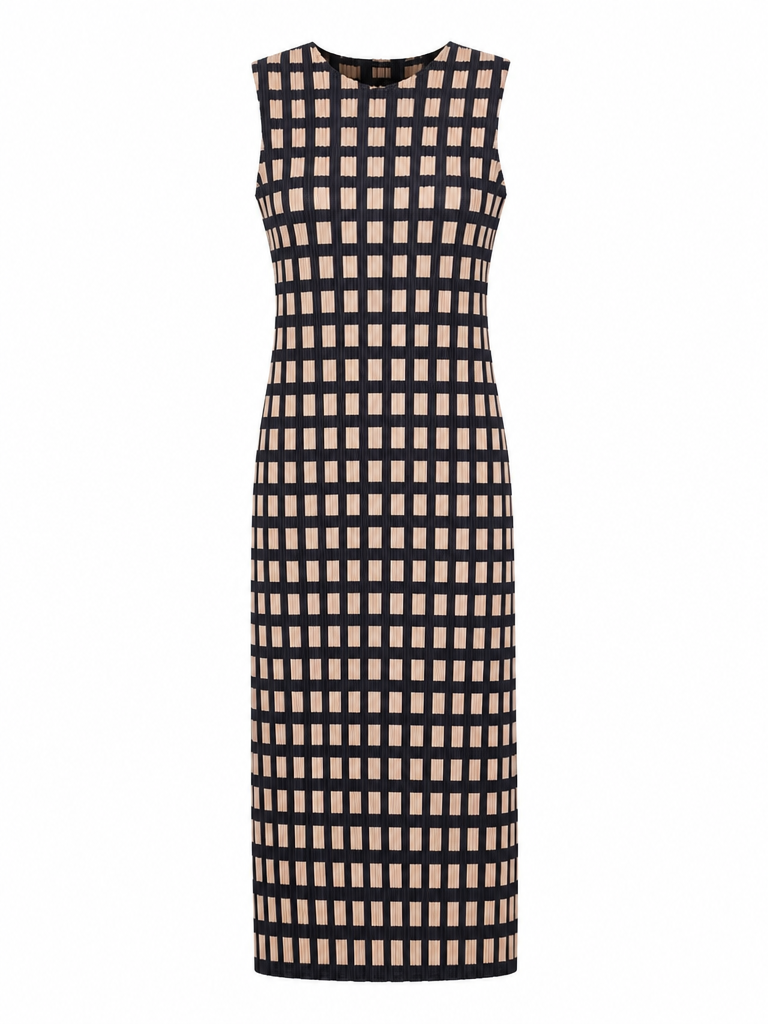 Radiant Pleated Plaid Midi Dress
