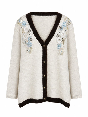 Radiant Beaded Floral Knit Cardigan