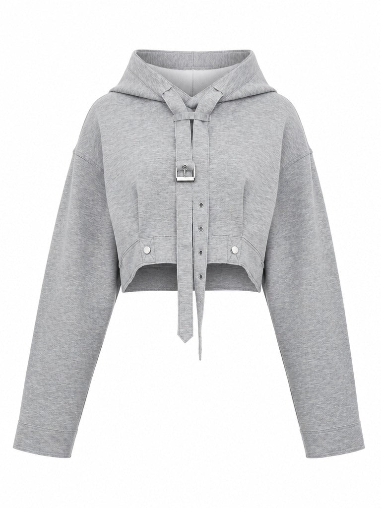 Audacious Buckle Cropped Hoodie