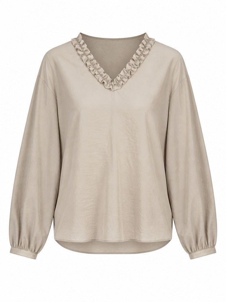 Radiant Ruffled V-Neck Blouse