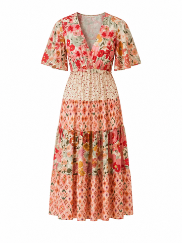Free Spirit Floral Tiered Midi Dress
