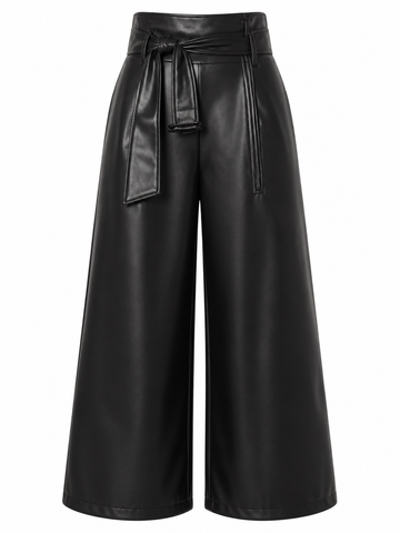 Audacious Faux Leather Wide Leg Pants