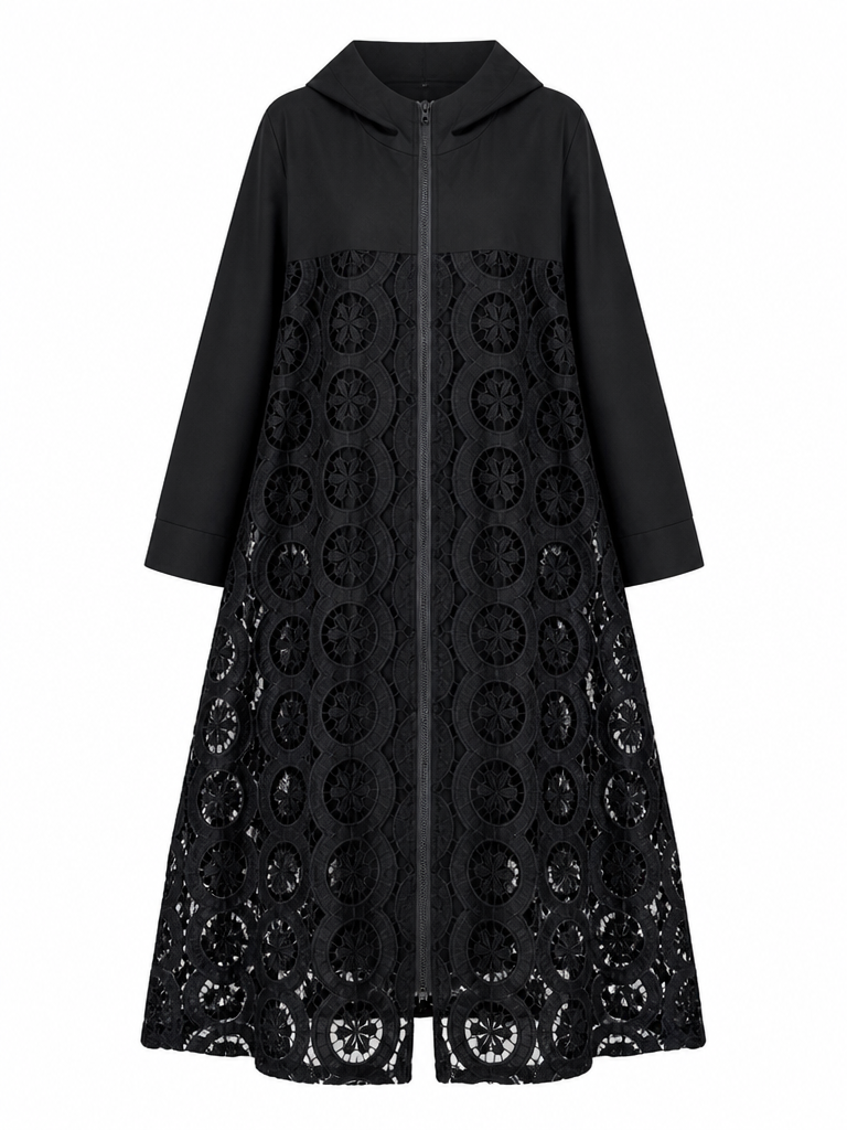 Liberated Lace Patchwork Hooded Trench