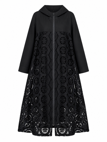 Liberated Lace Patchwork Hooded Trench
