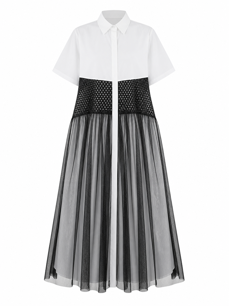 Audacious Mesh Patchwork Maxi Dress
