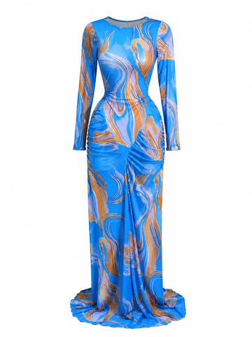 Audacious Printed Ruched Maxi Dress