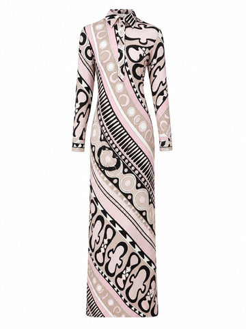 Graceful Marble Print Maxi Dress