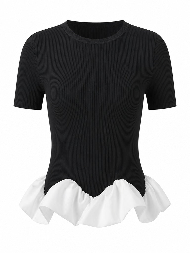 Confident Ruffled Slim Knit Top