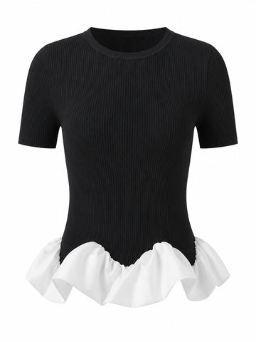 Confident Ruffled Slim Knit Top