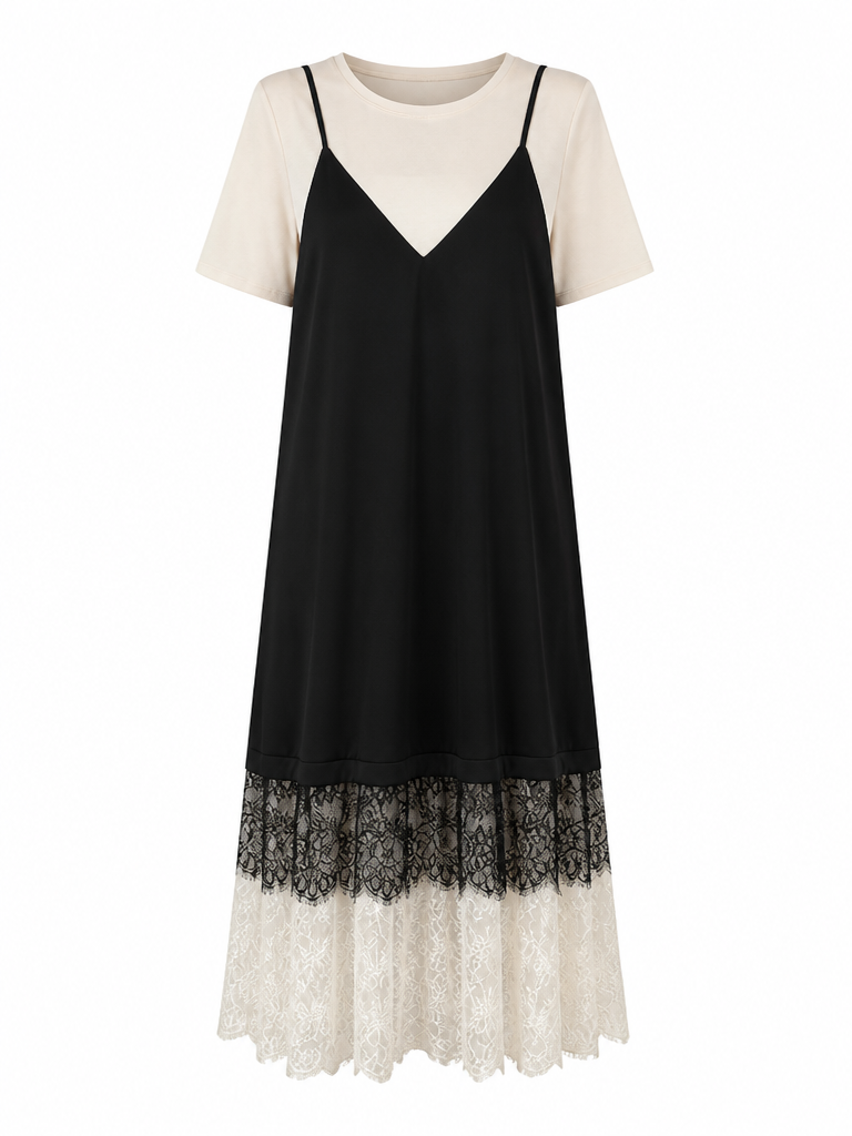 Sovereign Lace Splicing Maxi Dress