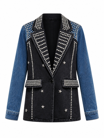 Mighty Studded Denim Blazer