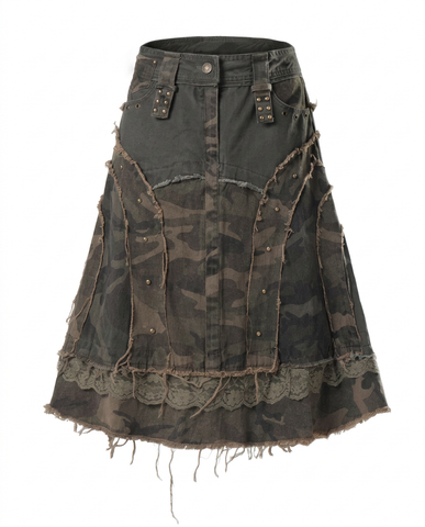 Daring Camouflage Lace Maxi Skirt