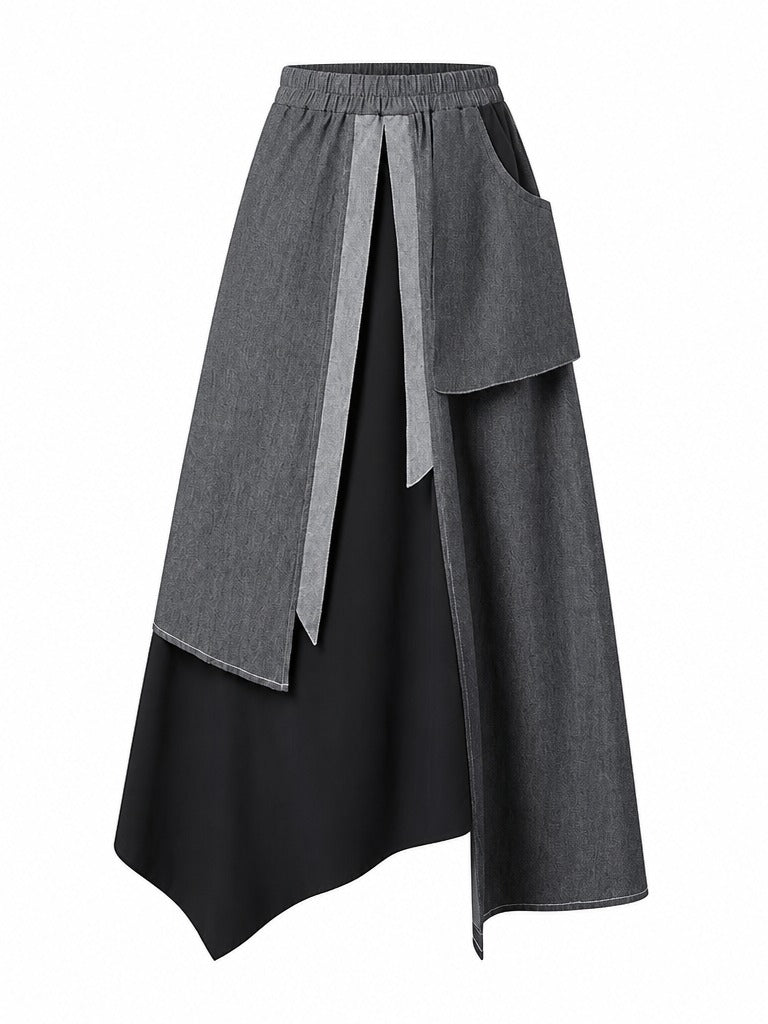 Unique Asymmetrical Cotton Midi Skirt