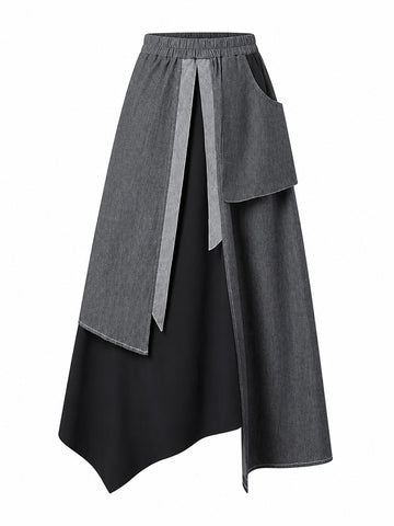 Unique Asymmetrical Cotton Midi Skirt