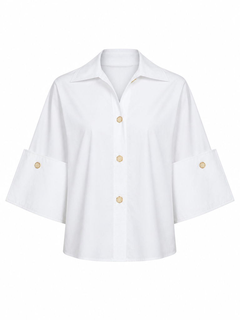 Elegant Pearl Lapel Blouse