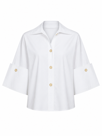 Elegant Pearl Lapel Blouse
