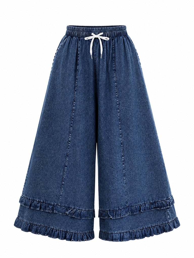 Wanderlust Ruffle Wide-Leg Jeans