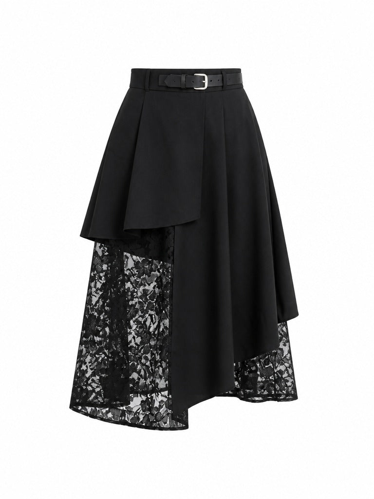 Audacious Mesh Spliced Midi Skirt
