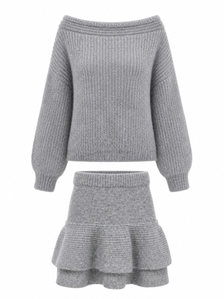 Grounded Knit Ruffle Mini Set