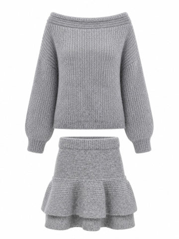 Grounded Knit Ruffle Mini Set