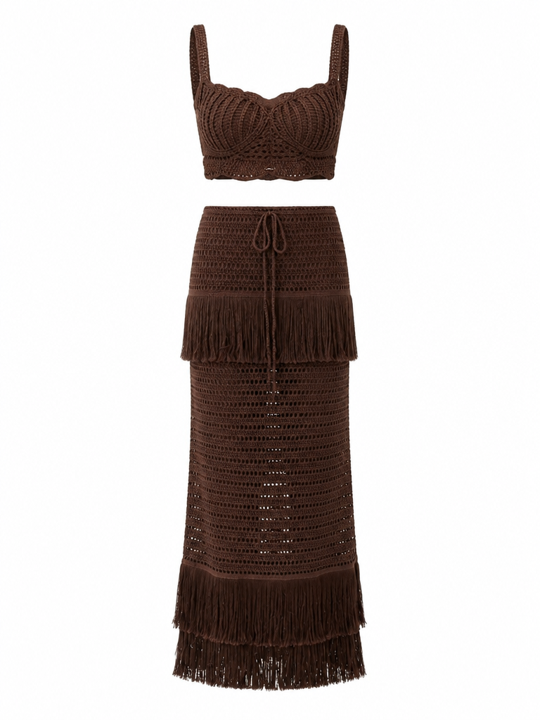 Free Spirit Crochet Tassel Two-Piece Set