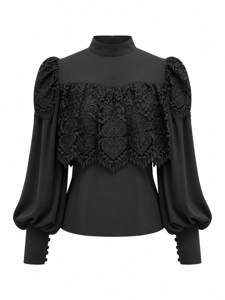 Elegant Lace Spliced Blouse