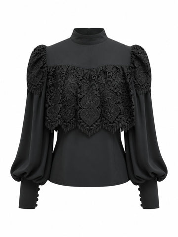Elegant Lace Spliced Blouse